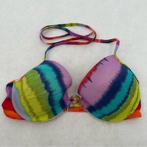 VICTORIA’S SECRET Women Padded Bikini Top Halter Underwire Tye Dye Swimwear 36D